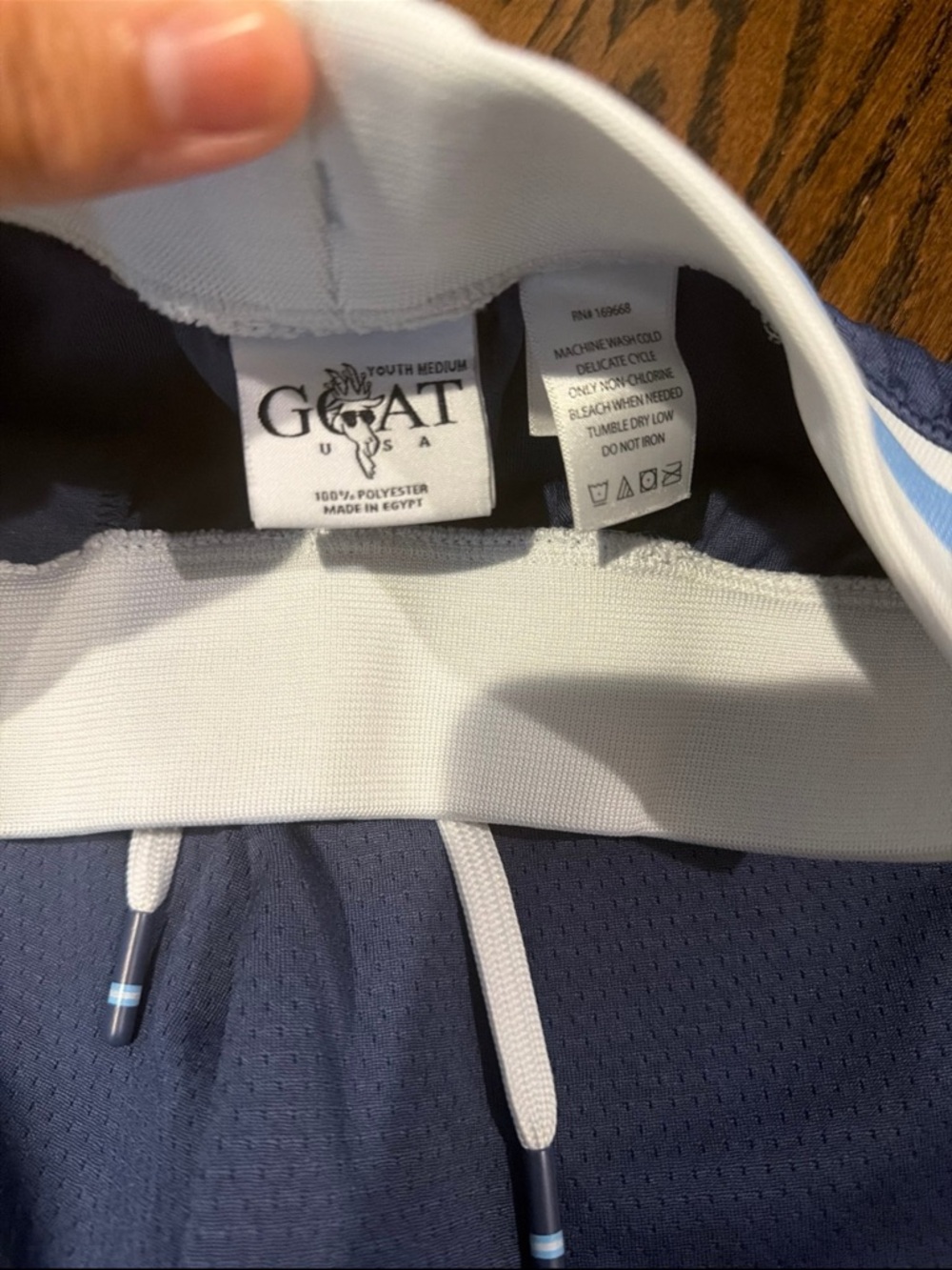 GOAT USA Navy Blue Kids Athletic Shorts with Stripe Trim - Picture 5 of 5